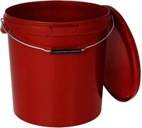 BenBow Bucket with Lid, 20 Litres, Red, 20 x 20 Litres, Food-Safe, Stable, Airtight, Leak-Proof, Odourless, Plastic Storage Container with Handle, Empty
