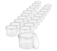 BenBow Bucket with Lid 20 x 0.5 L Transparent Food Safe Stable Airtight Plastic Bucket with Handle Empty 10 Pieces Each 0.5 Litres