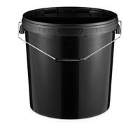 BenBow Bucket with lid 30 L Schwarz 10x 30 Litres - food-safe, stable, airtight, leak-proof, odorless - plastic storage container with metal handle - empty - storage container - for home use