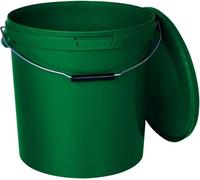 BenBow Bucket with Lid, 30l, Green, 1 x 30 Litres - Food-safe stable airtight leak-proof odourless - plastic storage container with metal handle - crack-resistant handle - empty - perfect for home
