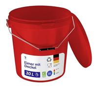 BenBow Bucket with Lid, 30l, Red, 3 x 30 Litres - Food-safe stable airtight leak-proof odourless - plastic storage container with metal handle - crack-resistant handle - empty - perfect for home