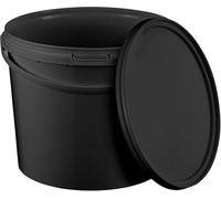 BenBow Bucket With Lid Food Safe Stable Airtight Leak Proof Odorless Plastic Storage Container With Handle Empty 5 Pieces(5 liters) (Black)