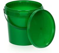 BenBow Bucket with Lid, Green, 20 x 1 Litre, Food-Safe, Stable, Airtight, Leak-Proof, Odourless, Plastic Storage Container with Handle, Empty