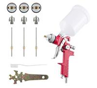 Benbow HVLP Airbrush Kit with 600 ml Plastic Cup and Aluminum Body - High-Precision Spray Paint Gun with 1.4mm + 1.8mm + 2.5mm Nozzle Set
