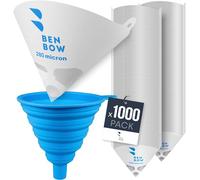 BenBow Paint strainer 280µ x 1000 pieces - disposable paper filter with nylon mesh and practical silicone funnel - for filtering paints and lacquers from contamination