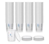 BenBow Professional Measuring Cup, Diverse Scaling. Cup with Scale Mixing Cup Paint Mixing Cup Measuring Cup Paint Cup Disposable Mixing Cup 100x 385ml with 12 lids