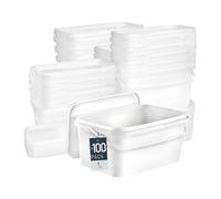 BenBow Rectangular bucket with lid 1.1 gal (100x 5L) white - food-safe, stackable plastic box with handle - empty
