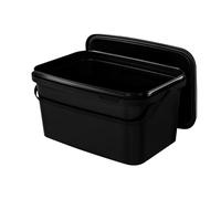 BenBow Rectangular bucket with lid 1.1 gal (1x 5L) black - food-safe, stackable plastic box with handle - airtight, leak-proof, odourless, ideal for home and commercial use - empty