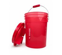 BenBow Rinse Clear 20 Litre Clear Water Bucket with Red Strainer + Red Premium Screw Cap for Clear Water Two Bucket Method