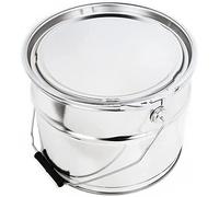 BenBow Tinplate Bucket 2.2 gal (10 L) with lid and clamping ring - airtight, opaque, empty, round - storage container with metal handle - 4 pieces