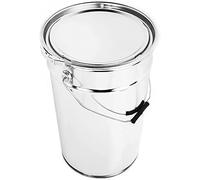 BenBow Tinplate Bucket 4 x 25 L with Lid and Clamping Ring - Airtight, Opaque, Empty, Round - Storage Container with Metal Handle