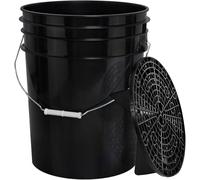BenBow - Washing Bucket 20 Litre, Black, Food-Safe, Stable, Airtight, Leak-Proof, Odourless, Plastic Storage Container with Dirt Filter, Metal Handle, Crack-Resistant Handle, Empty