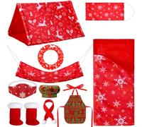 Bencailor 10 Pcs Christmas Elf Doll Accessories Set Include Elf Sleeping Bag Hammock Tent Scarf Mask Shoes Apron Chef Hat Swim Ring for Christmas Elf Village Decor