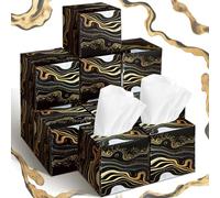 Bencailor 12 Pack Facial Tissues Cube Boxes Face Tissue Box 600 Sheets 3-ply Square Tissues Marble Pattern Soft Tissue Paper Bulk for Car Pocket Toilet Household School Bedroom Family