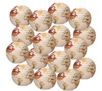 Bencailor 16 Pcs 12" Globe Decor Hanging Paper Lanterns, Back to School Decorations, Around The World Travel Theme World Map Classroom Cultural Party Decor(Brown)
