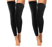 Bencailor 2 Pairs Fleece Leg Warmers Women Over Knee Winter Thick Fleece Lining Elastic Socks for Winter Compression Socks (Black,Footless Style)