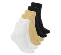 Bencailor 3 Pairs Women Fuzzy Toe Socks Womens Soft Fuzzy Plush Warm Fluffy Winter Home Slipper Socks for Women Men, Size 5-9(Black, White, Beige)