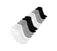 Bencailor 6/12/32Pairs Women Toe Socks Five Toe Cotton Socks Ankle Sock with Toes Separated for Women Men Athletic Running(6 Pairs,Black, White, Light Gray,5-9)