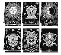 Bencailor 6 Pack Retro Kitchen Towels, 40 x 50 cm, Country Towels, Decorative Absorbent Tea Towel for Bathroom, Decoration for Cooking, Baking, Cleaning (Black, Gothic)