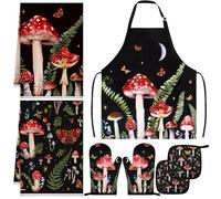 Bencailor 7 Pcs Kitchen Towels Oven Mitt and Pot Holder Apron Kitchen Decor Birthday Party Gifts, As Pictures Shown, One size