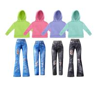 Bencailor 8 Pieces Doll Clothes Girl Accessories Cotton Sweaters Denim Pant Regular Outfit Clothing(Lemon Green, Blue, Pink, Purple,11.5 Inch Doll)