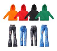 Bencailor 8 Pieces Doll Clothes Girl Accessories Cotton Sweaters Denim Pant Regular Outfit Clothing(Black,Orange,Red,Green,11.5 Inch Doll)