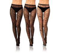 Bencailor Women Fishnet Stocking Tight Legging Stripes Floral Cobweb Tight Stockings Small Hole High Pantyhose Waist Lace, Black, One size