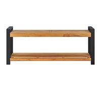 Bench 120 cm Solid Teak Wood with Storage Space, Slatted Design and Shelf, Seating for Hallway, Hallway, Living Room and Outdoor Use, Space-Saving and Durable