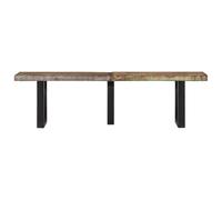Bench 160 cm Solid Reclaimed Wood with Steel Frame, Industrial Style Bench for Hallway, Hallway and Living Room, Robust Wooden Bench with Natural Tree Edge