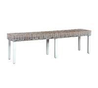 vidaXL Bench 160 cm White Natural Kubu Rattan and Solid Mango Wood UK HOT