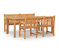(bench + 2x armchair + table) vidaXL Solid Wood Teak Garden Dining Set Patio Table Furniture Multi Models