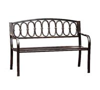 Bench 50" Patio Bench, Metal Garden Bench, Powder Coated Cast Iron Frame, 2-person Outdoor Chair with Pattern Backrest for Garden Patio Porch Path Yard Outdoor Garden Ben(Bronze Without cushion)