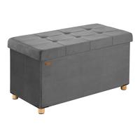 Bench anthracite velvet 76x38x42cm foldable with storage space