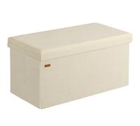 CASARIA® Ottoman Storage Box | Foldable Fabric Footstool | Cube Storage | 100L Volume | 2 Storage Boxes | Toy Box | 300kg Load Capacity | Cream