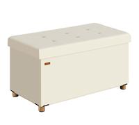 Bench beige velvet 76x38x42cm foldable with storage space