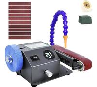 Bench Belt Sander Knife Sharpener, Mini Electric Tool with Variable Speed & Digital Display, Max Speed 13000RPM for Metal and Wood Grinding and Polishing