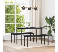 Bench Black Oak Engineered Wood 110x35x45 cm Metal Legs Modern Dining SturdyTop