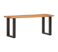 Bench Brown 110cm Live Edge Solid Acacia Wood Rustic Seat with Black Steel Legs