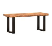Bench Brown Live Edge Solid Acacia 110cm Industrial Steel U-Leg Hallway Seating