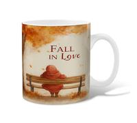 Bench Ceramic Coffee Mug, Fall Cozy Person Trees Fall Orange Novelty Tea Mug with Handle Gift for Friends Family Co-Worker Lovers Eldership Senior 11 Oz