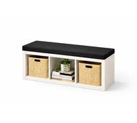 Bench Cushion for IKEA KALLAX 3-Cube Shelf - Water Resistant Zipped Polyester Cover Seat Pad - 111 × 39 × 5 cm - Fits 3-Cube Wide KALLAX Units (Black)