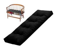 Bench Cushion Indoor/Outdoor,Linen Window Seat Cushion,Rectangle Bench Seat Pad for Garden Furniture Entryway Kitchen Dining Thick Chair Cushions with Non-Slip Backing,Black,90x30x8cm
