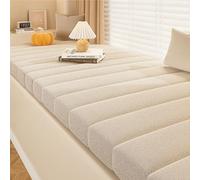 Bench Cushion with Removable Cover, Waterproof & Anti-Cat Scratch Thick 5cm Seat Cushion, 55D Sponge, for Indoor Kitchen Dining Patio Garden Furniture Replacement(A-Off-white,130x55cm x5cm Thick)