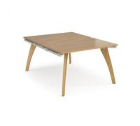 Bench Desk | 2 Person Rectangular Desks 1200mm | Oak Tops With White Frames | 1600mm Depth | Fuze