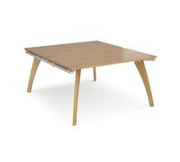 Bench Desk | 2 Person Rectangular Desks 1400mm | Oak Tops With White Frames | 1600mm Depth | Fuze