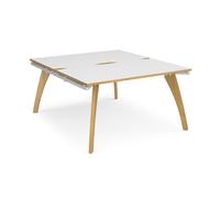 Bench Desk | 2 Person Rectangular Desks 1400mm | White/Oak Tops With White Frames | 1600mm Depth | Fuze