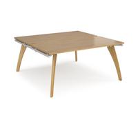 Bench Desk | 2 Person Rectangular Desks 1600mm | Oak Tops With White Frames | 1600mm Depth | Fuze