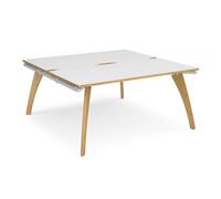 Bench Desk | 2 Person Rectangular Desks 1600mm | White/Oak Tops With White Frames | 1600mm Depth | Fuze