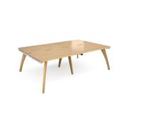 Bench Desk | 4 Person Rectangular Desks 2400mm | Oak Tops With White Frames | 1600mm Depth | Fuze