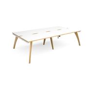 Bench Desk | 4 Person Rectangular Desks 2800mm | White/Oak Tops With White Frames | 1600mm Depth | Fuze